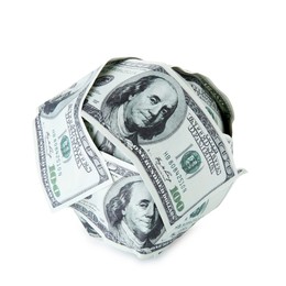 Photo of Ball made of dollars isolated on white