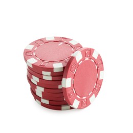 Photo of Poker game. Casino chips isolated on white