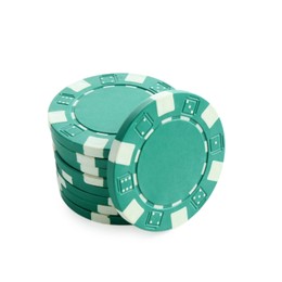 Photo of Poker game. Casino chips isolated on white