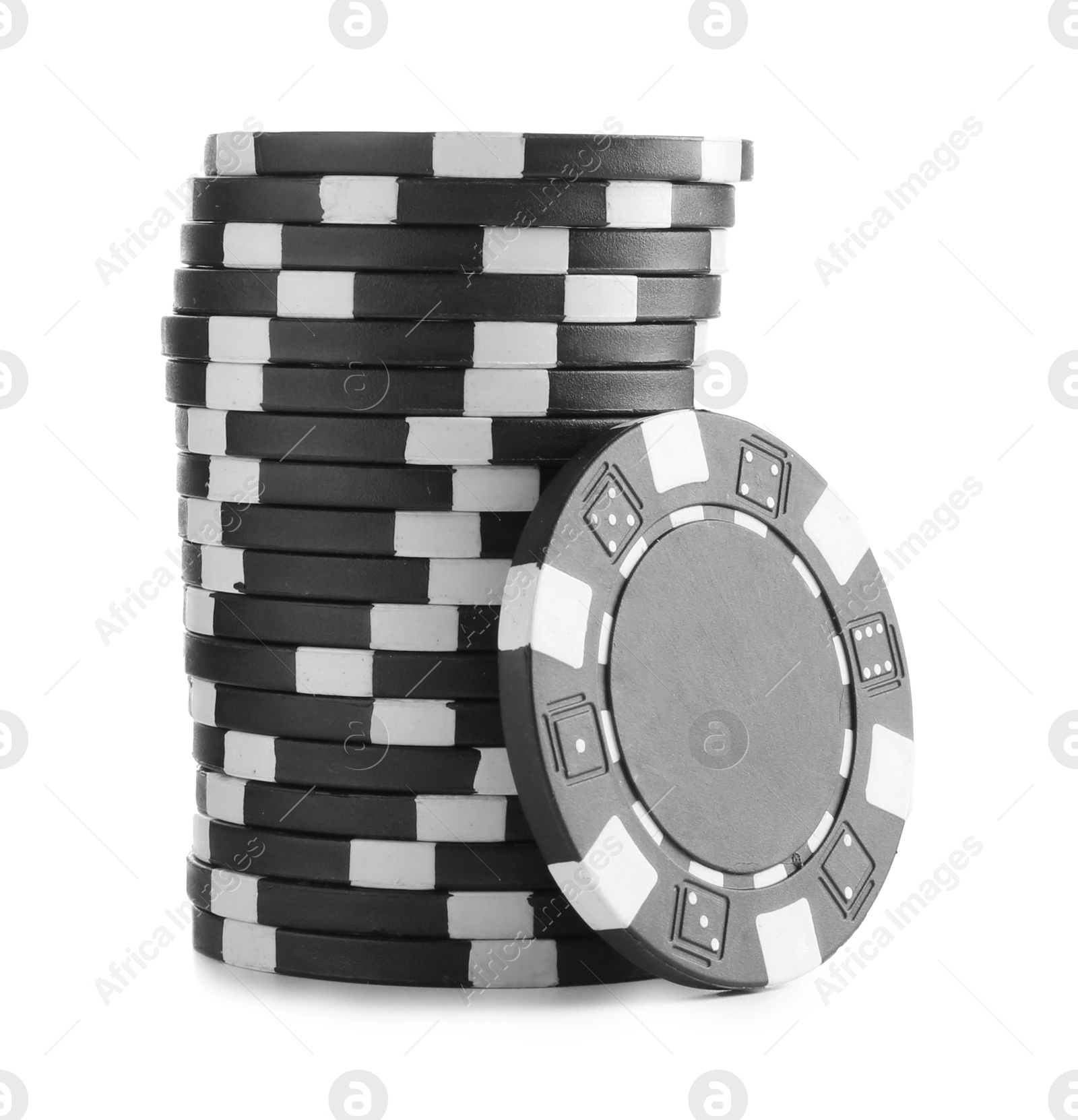 Photo of Poker game. Casino chips isolated on white