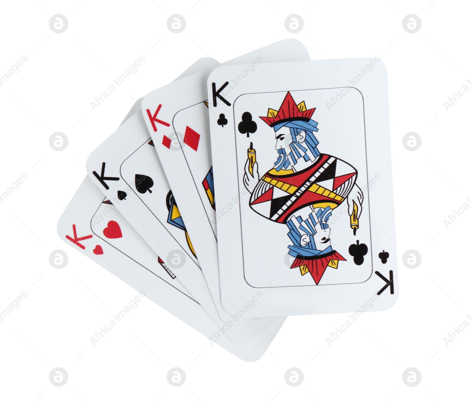 Photo of Poker game. Playing cards isolated on white