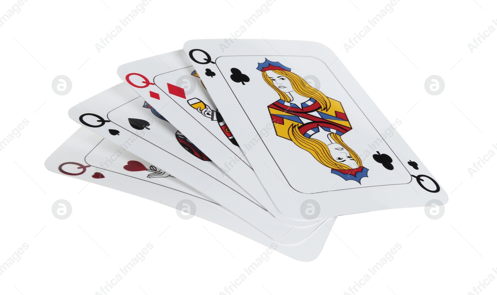 Photo of Poker game. Playing cards isolated on white