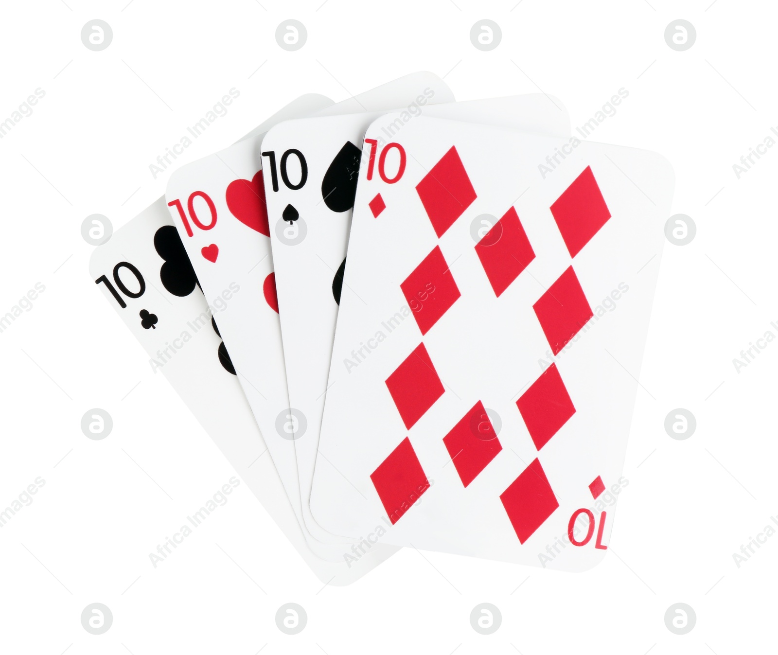 Photo of Poker game. Playing cards isolated on white