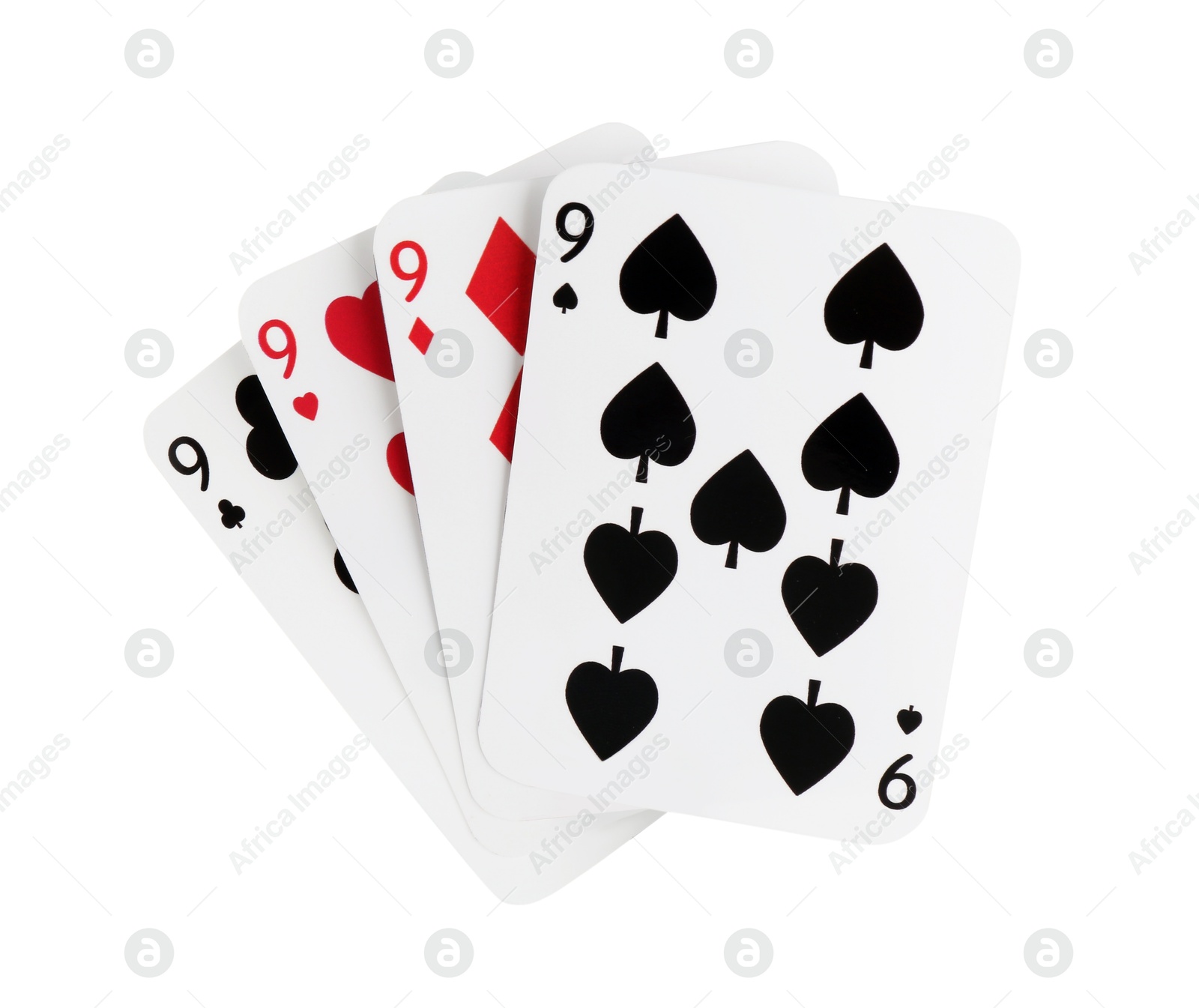 Photo of Poker game. Playing cards isolated on white