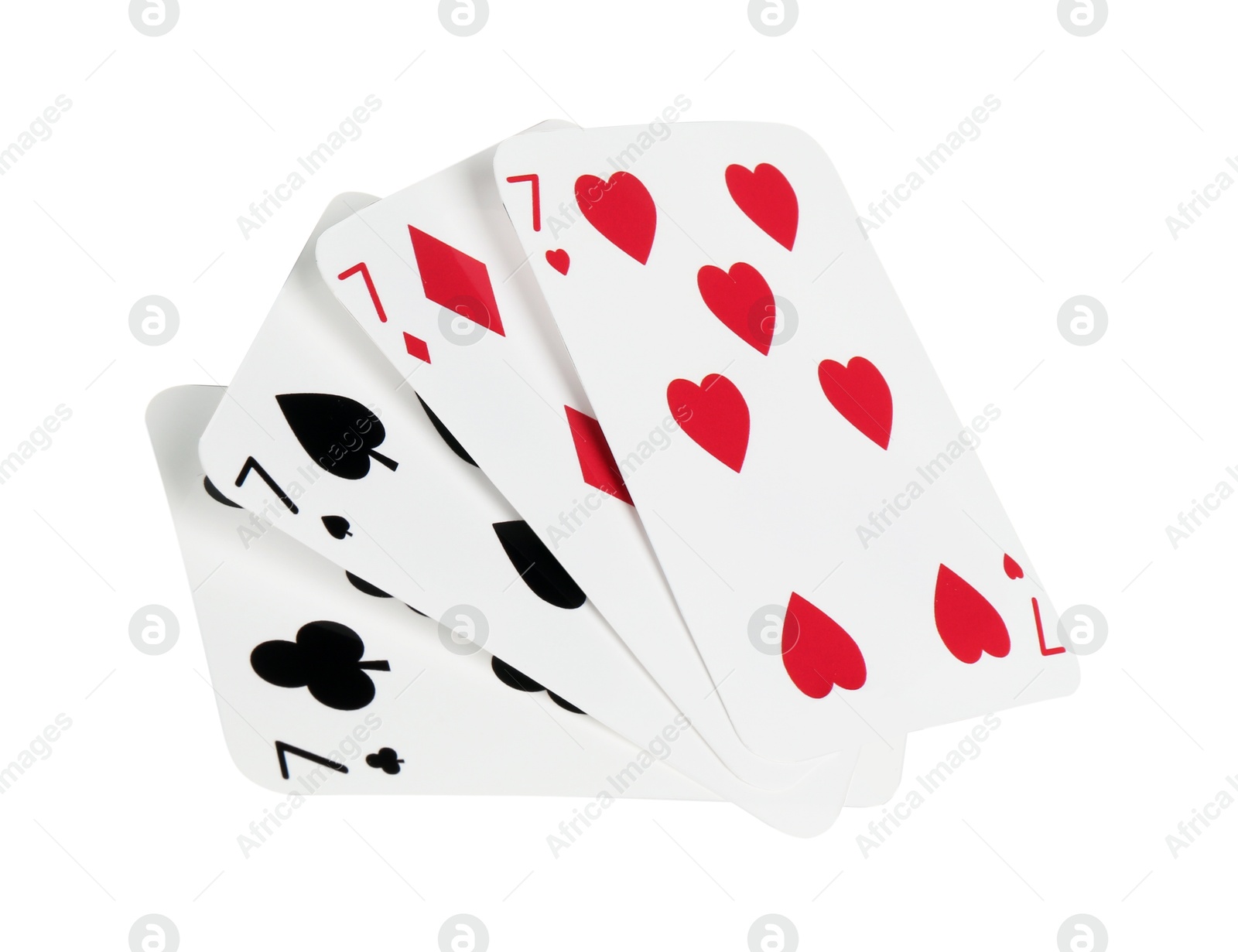 Photo of Poker game. Playing cards isolated on white