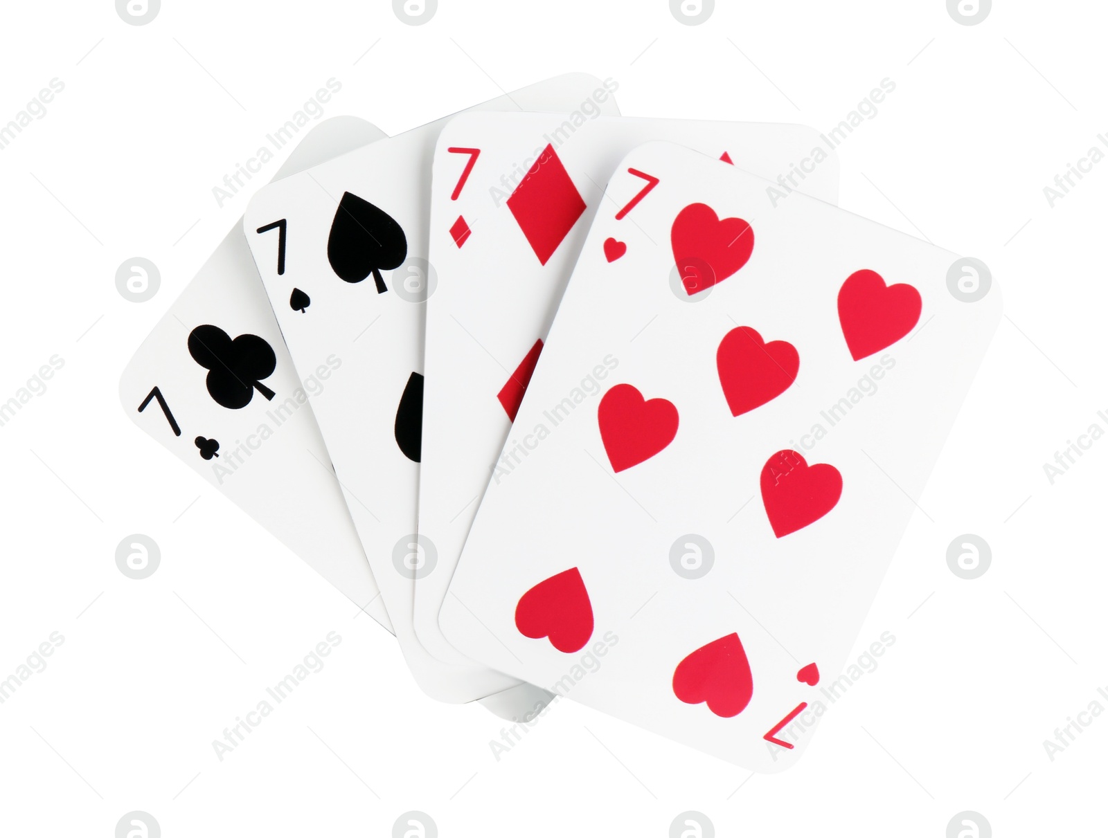 Photo of Poker game. Playing cards isolated on white