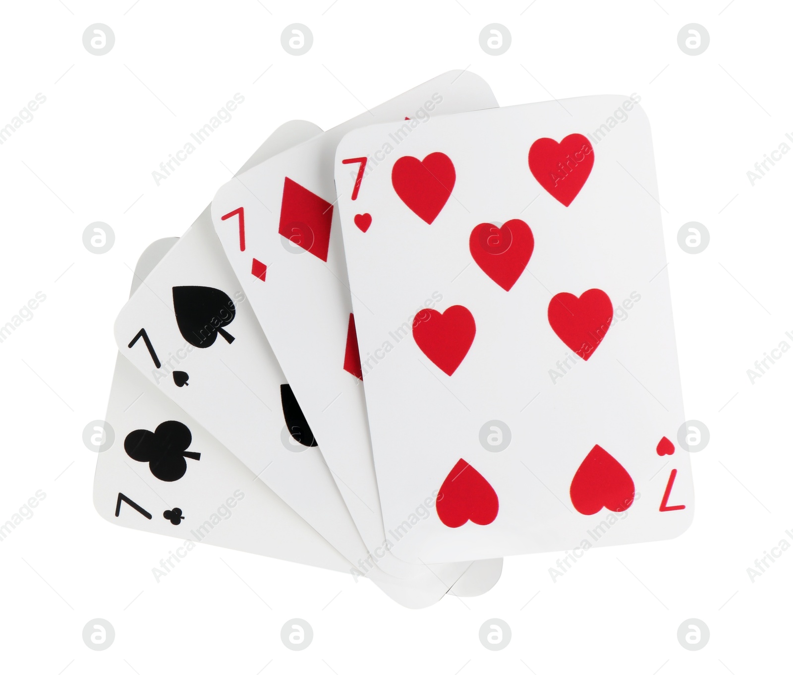 Photo of Poker game. Playing cards isolated on white