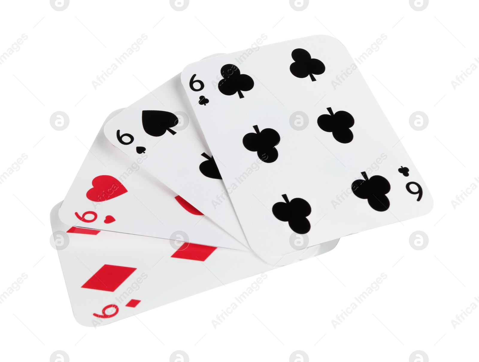 Photo of Poker game. Playing cards isolated on white