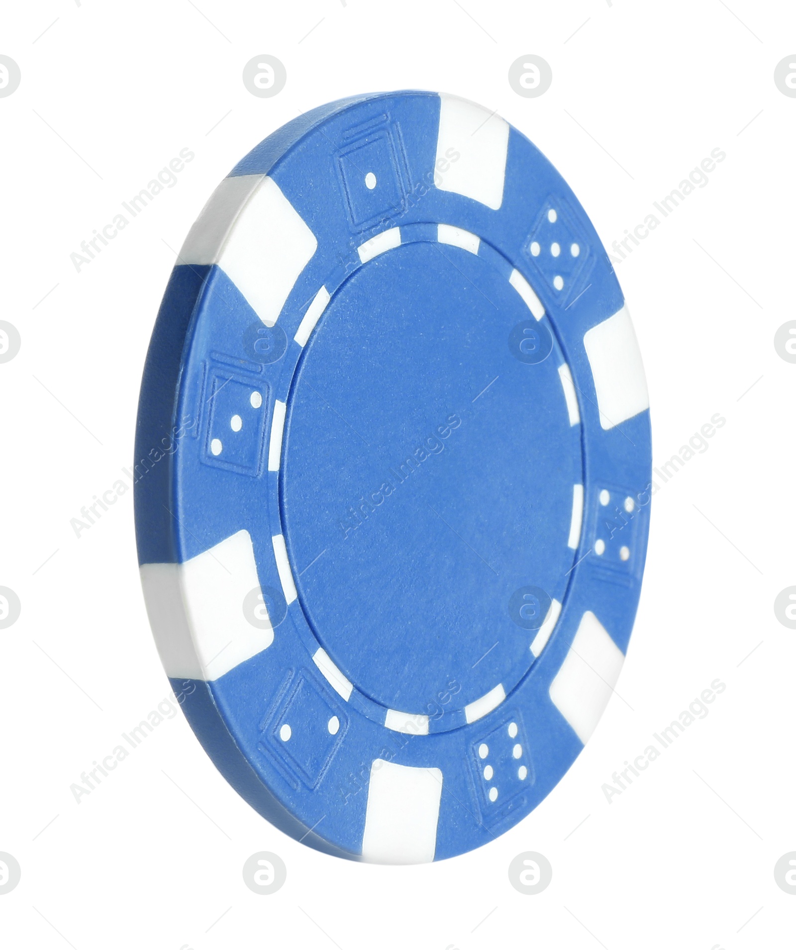 Photo of Poker game. One casino chip isolated on white