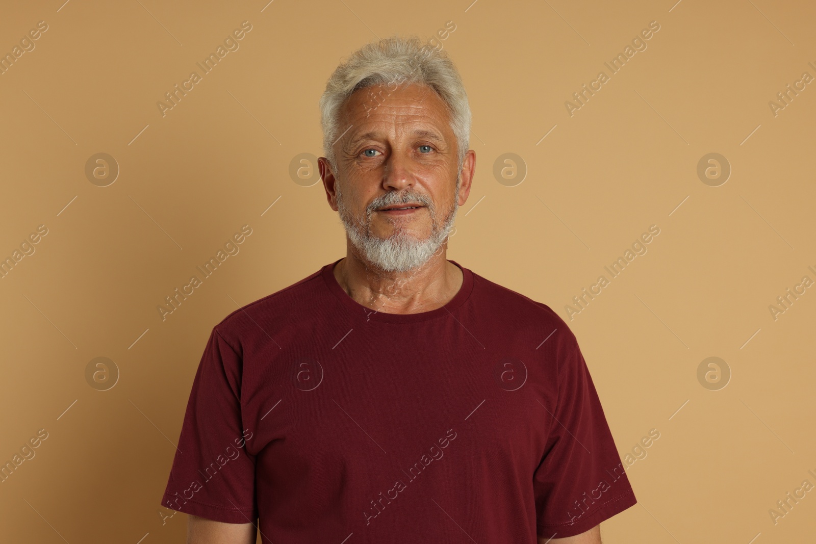 Photo of Portrait of senior man on beige background