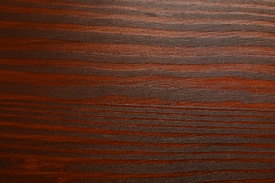 Photo of Texture of wooden surface after applying walnut wood stain as background, top view