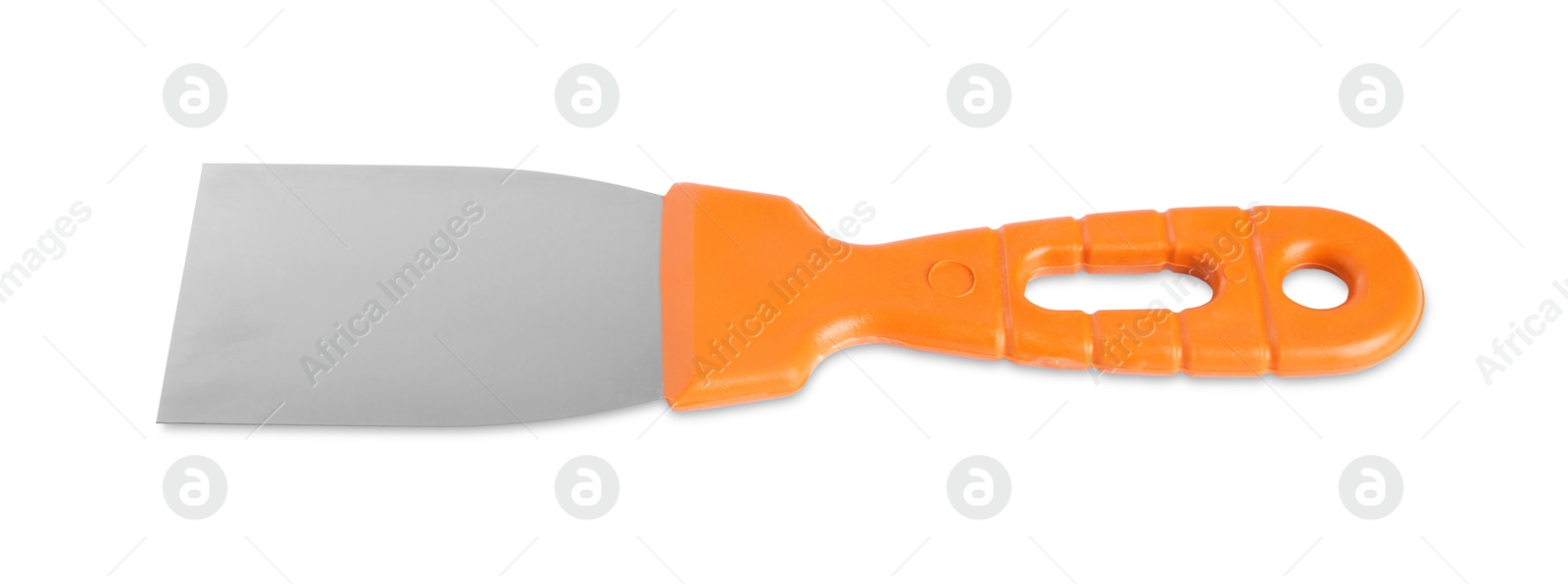 Photo of One putty knife isolated on white. Construction tool