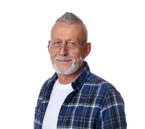 Photo of Portrait of handsome senior man on white background