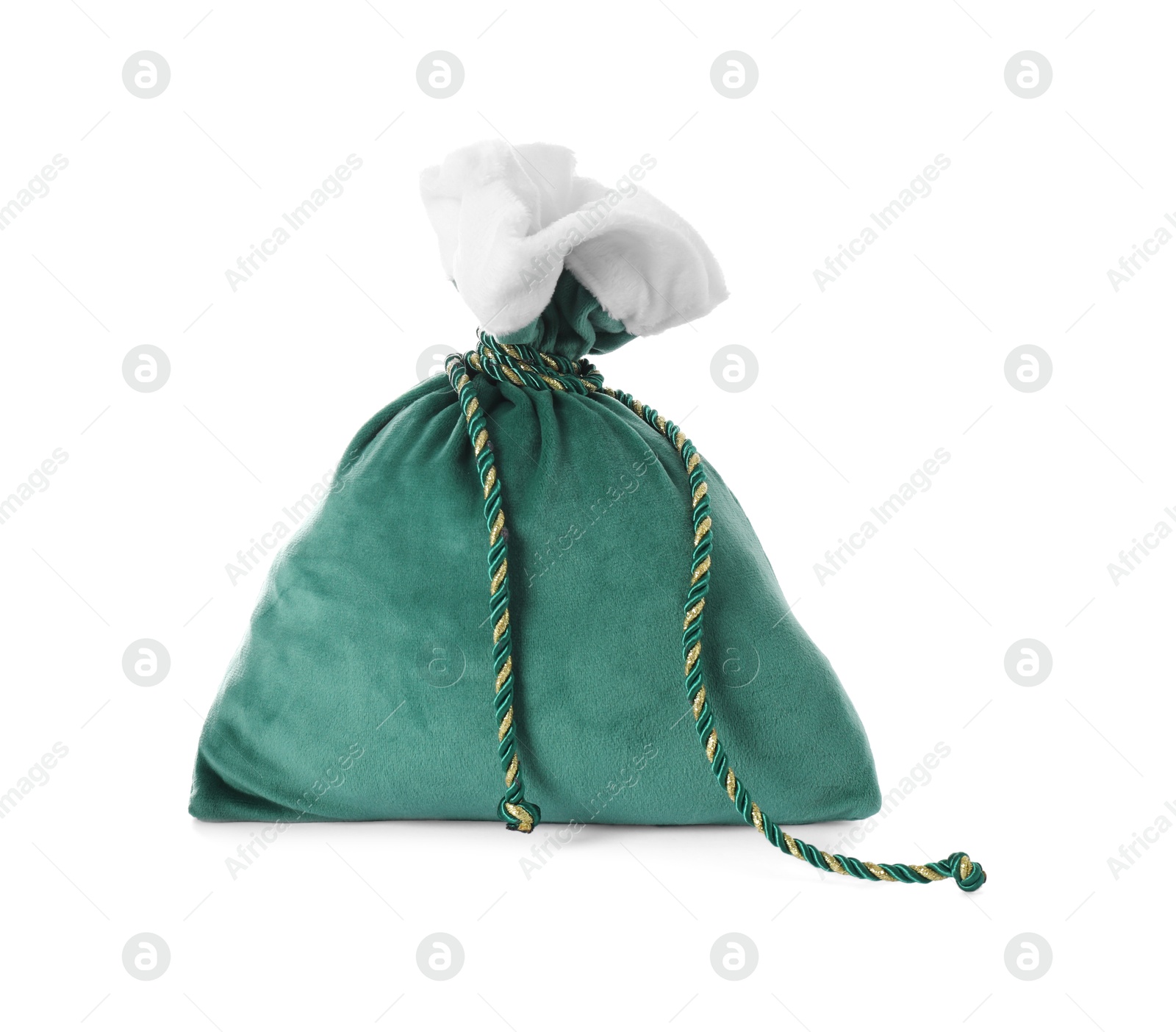 Photo of Green Santa Claus bag isolated on white