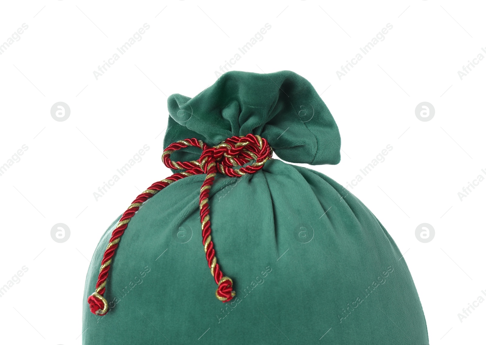 Photo of Green Santa Claus bag isolated on white