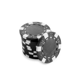 Poker game. Casino chips isolated on white