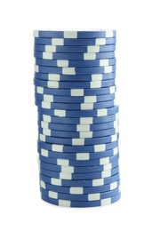 Poker game. Casino chips isolated on white