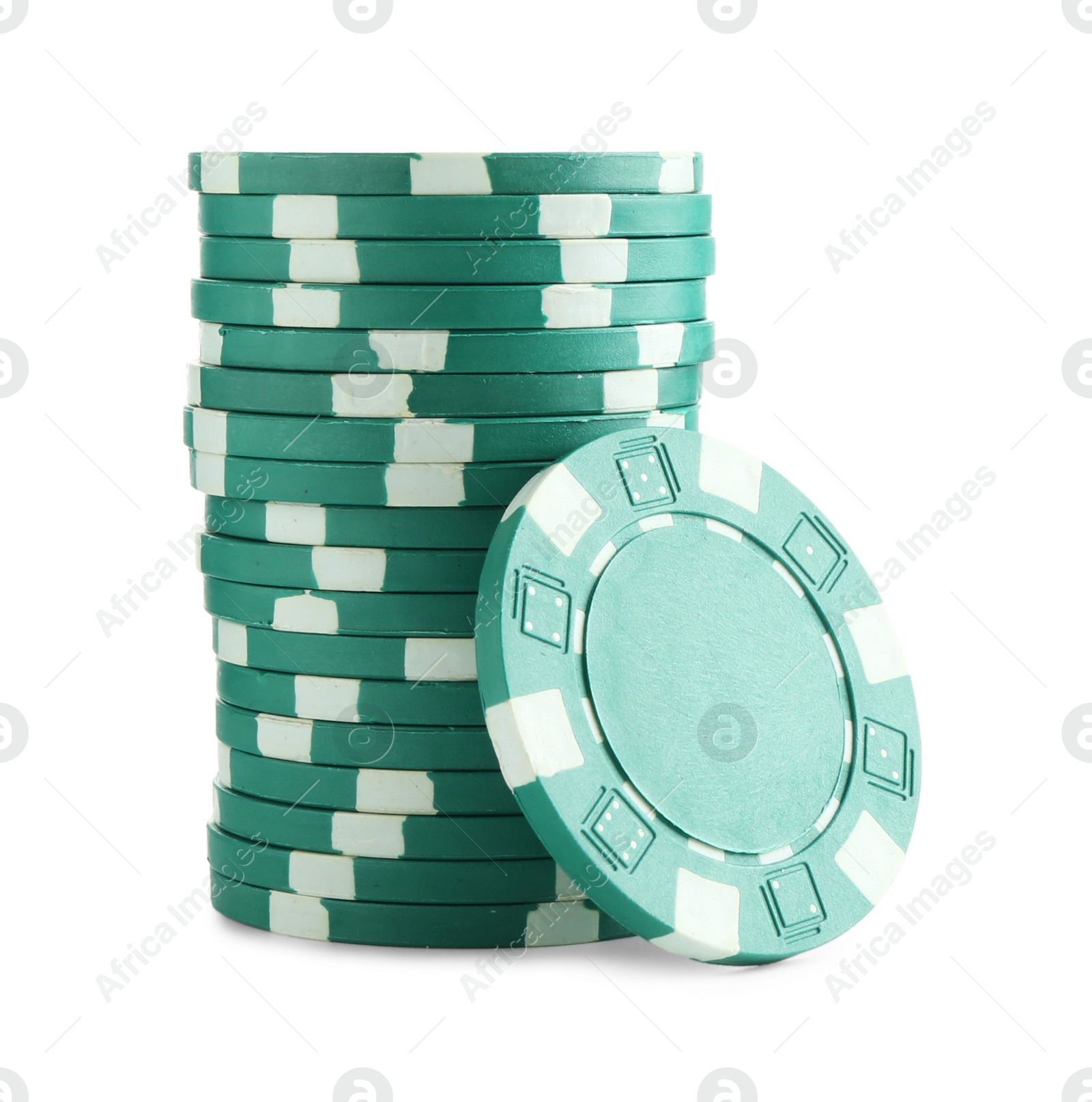 Photo of Poker game. Casino chips isolated on white