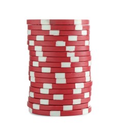 Photo of Poker game. Casino chips isolated on white