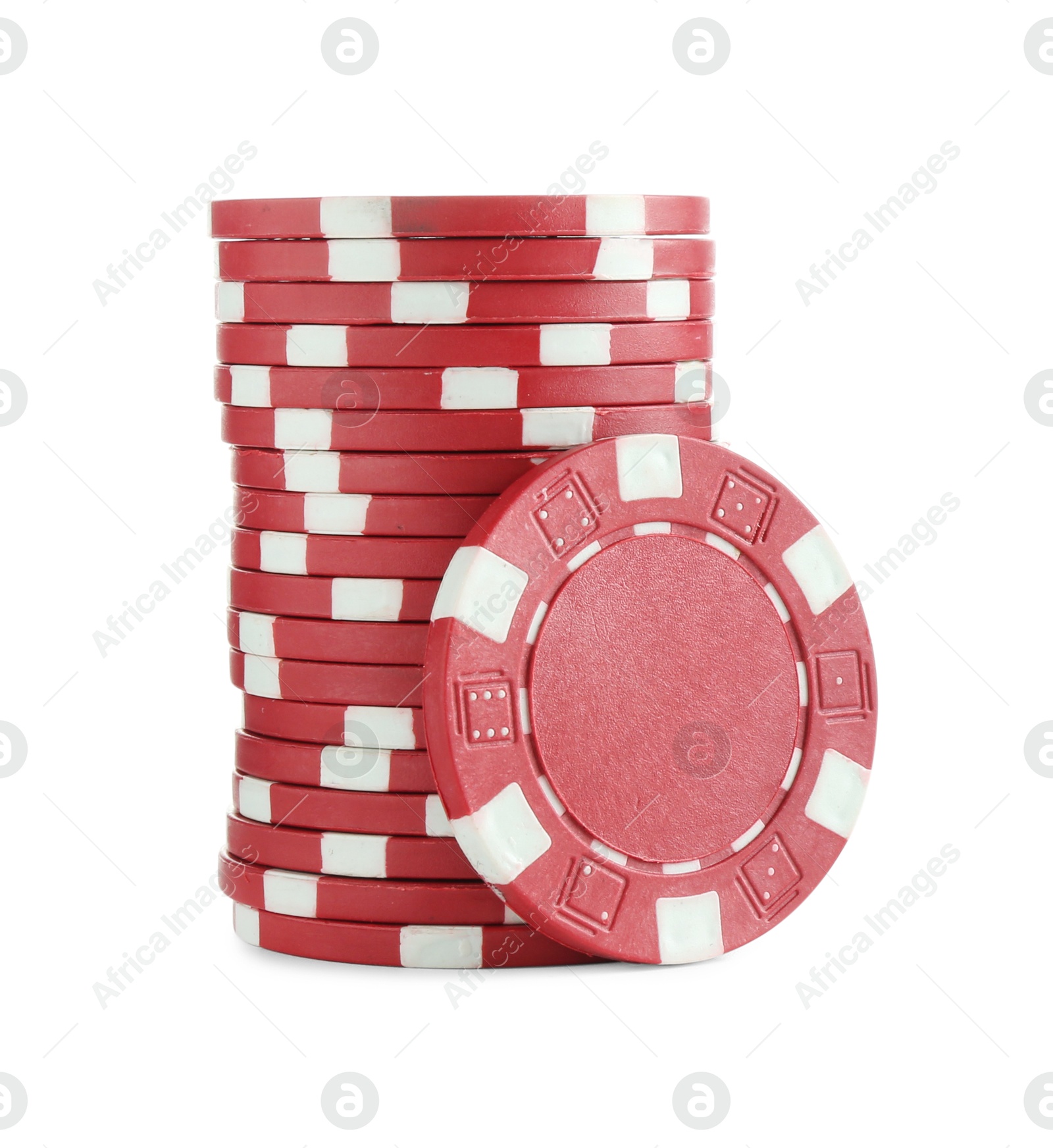 Photo of Poker game. Casino chips isolated on white