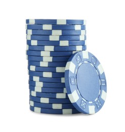 Photo of Poker game. Casino chips isolated on white