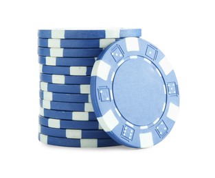 Photo of Poker game. Casino chips isolated on white