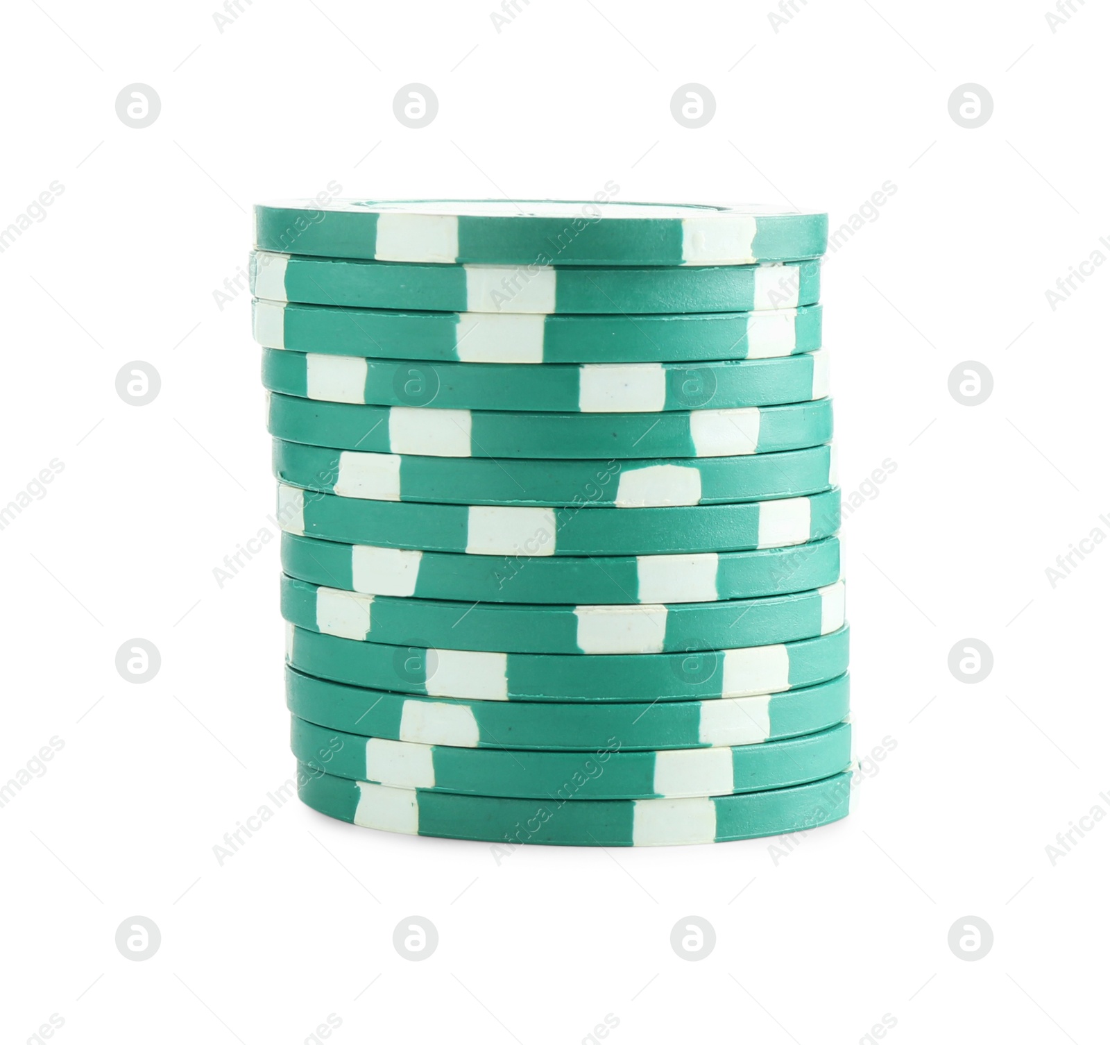 Photo of Poker game. Casino chips isolated on white