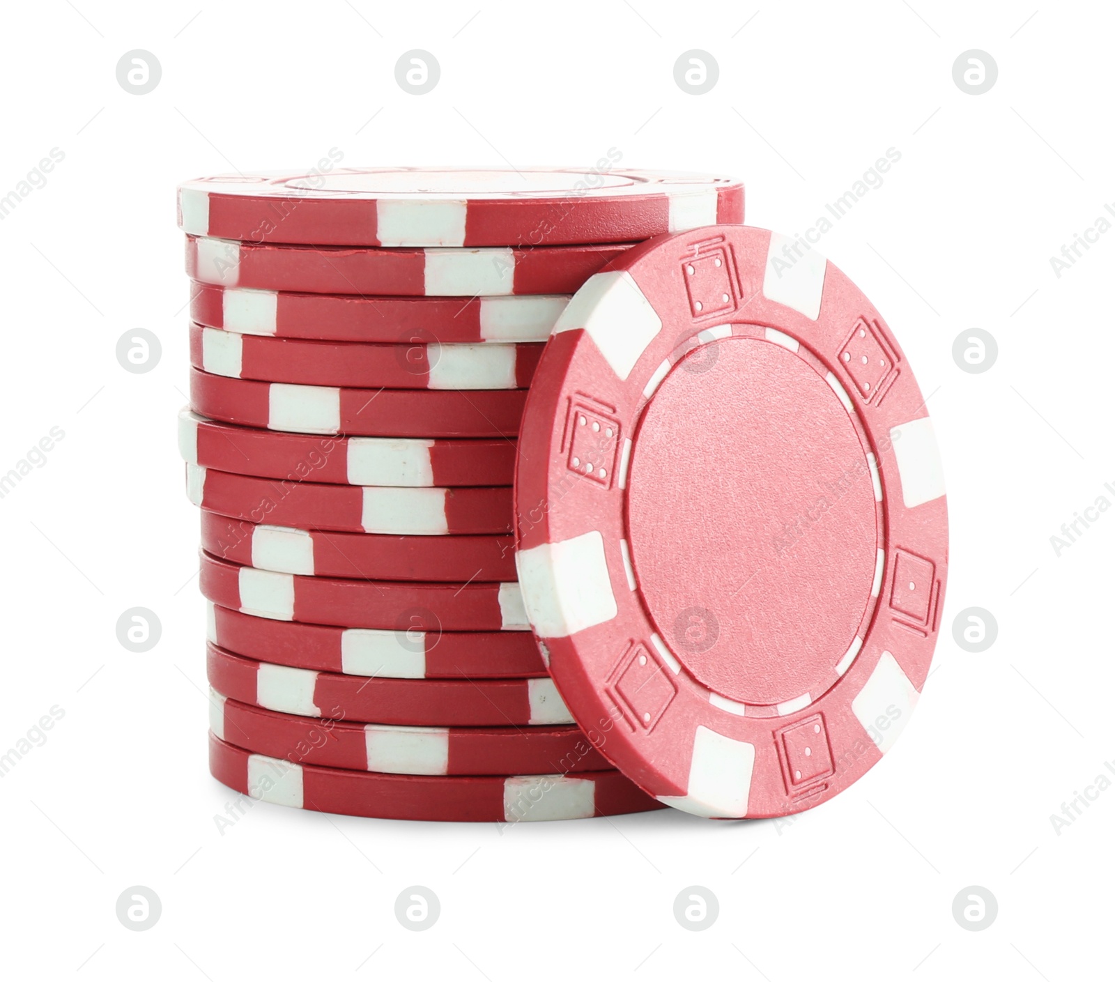 Photo of Poker game. Casino chips isolated on white