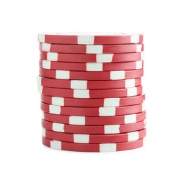 Poker game. Casino chips isolated on white