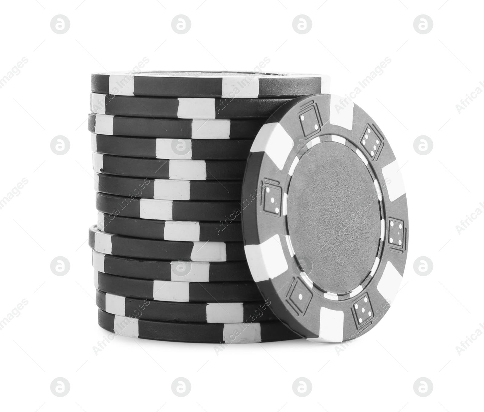 Photo of Poker game. Casino chips isolated on white