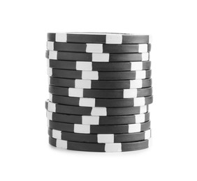 Poker game. Casino chips isolated on white