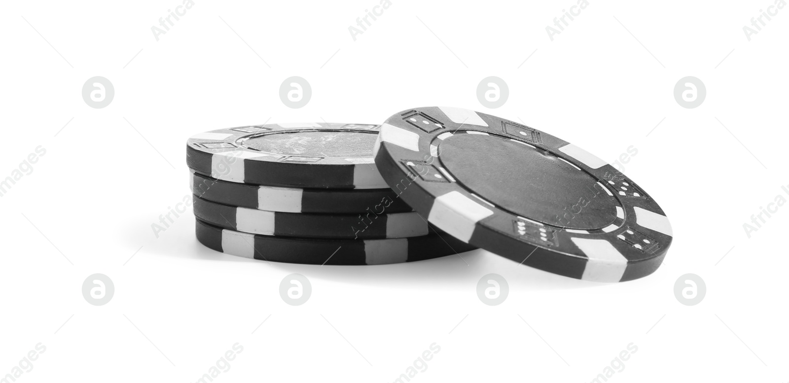 Photo of Poker game. Casino chips isolated on white