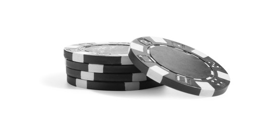 Poker game. Casino chips isolated on white