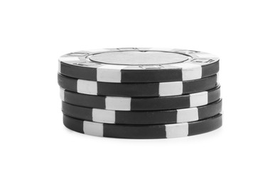 Photo of Poker game. Casino chips isolated on white