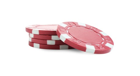 Poker game. Casino chips isolated on white