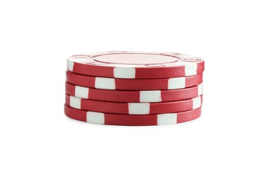 Poker game. Casino chips isolated on white