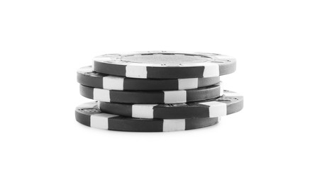 Poker game. Casino chips isolated on white