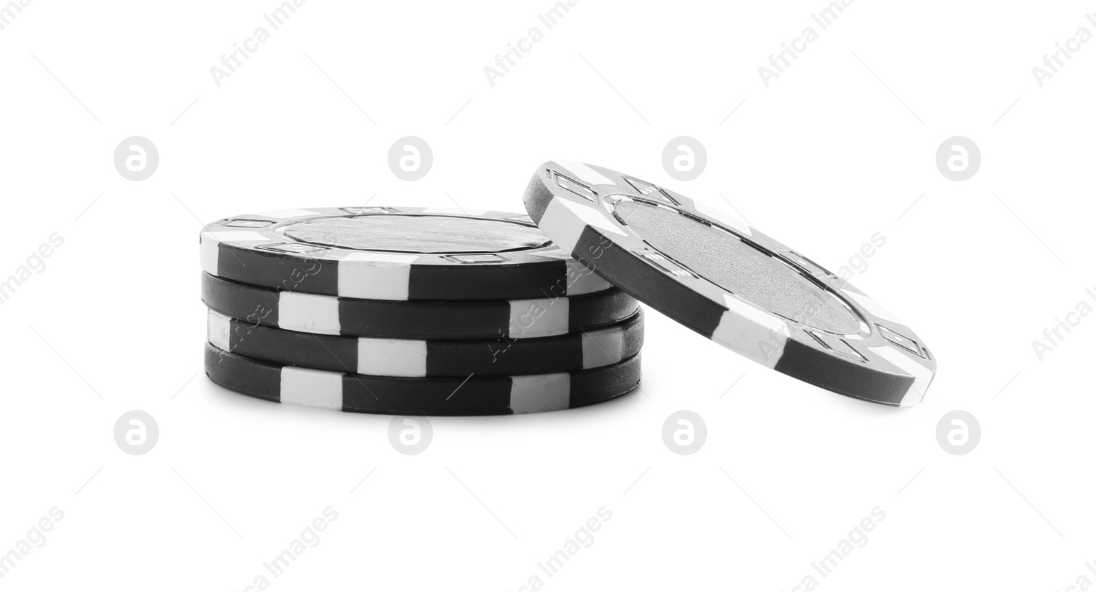 Photo of Poker game. Casino chips isolated on white