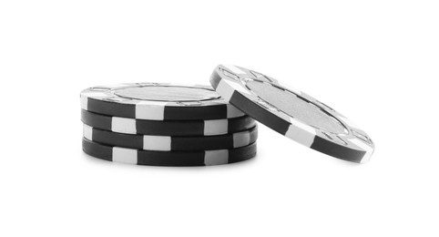 Poker game. Casino chips isolated on white