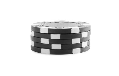 Photo of Poker game. Casino chips isolated on white