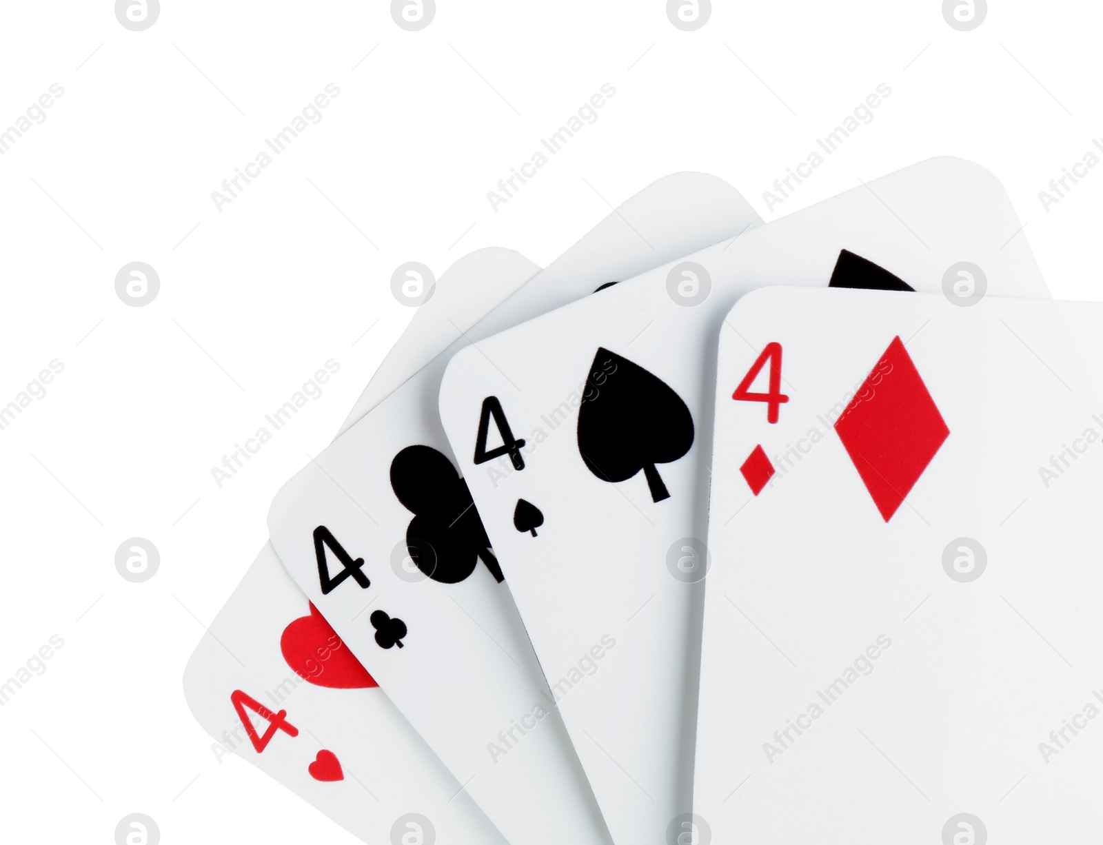 Photo of Poker game. Playing cards isolated on white