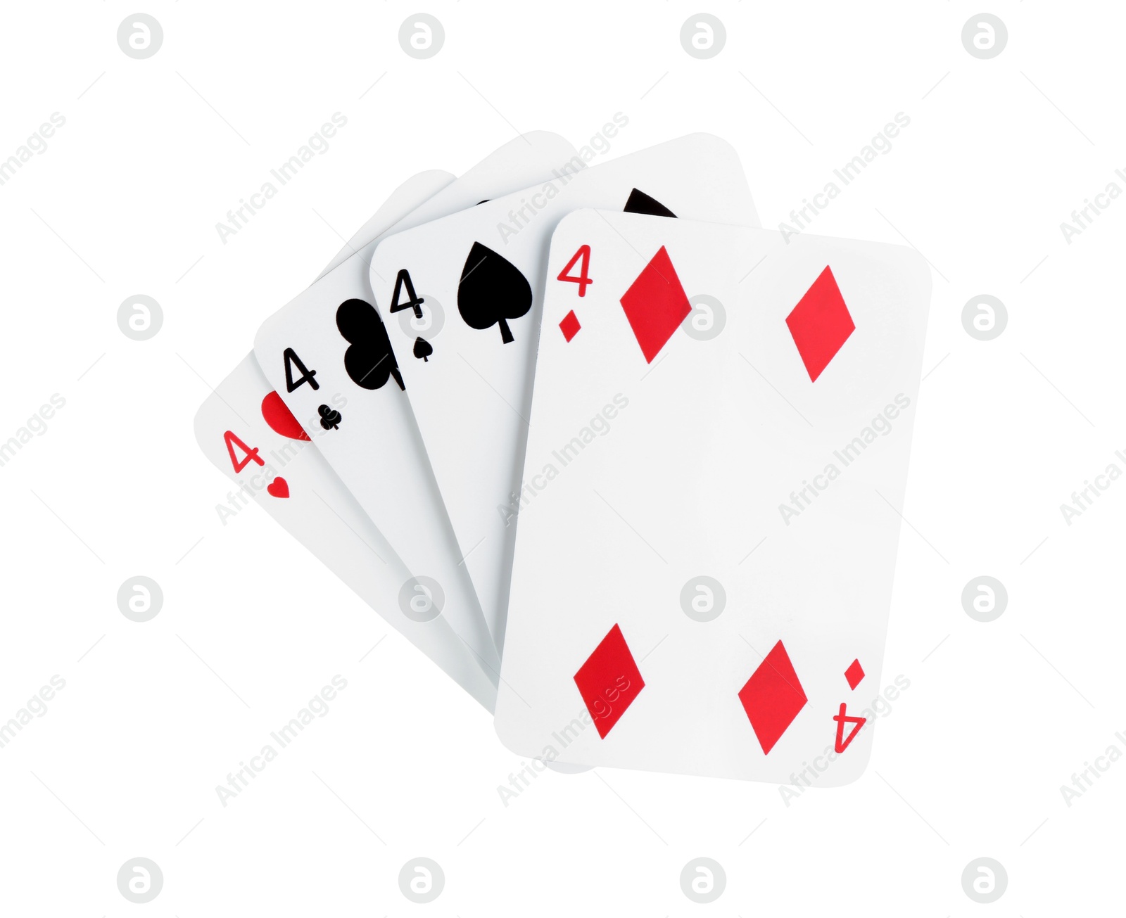 Photo of Poker game. Playing cards isolated on white