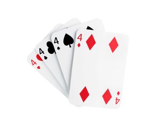 Photo of Poker game. Playing cards isolated on white