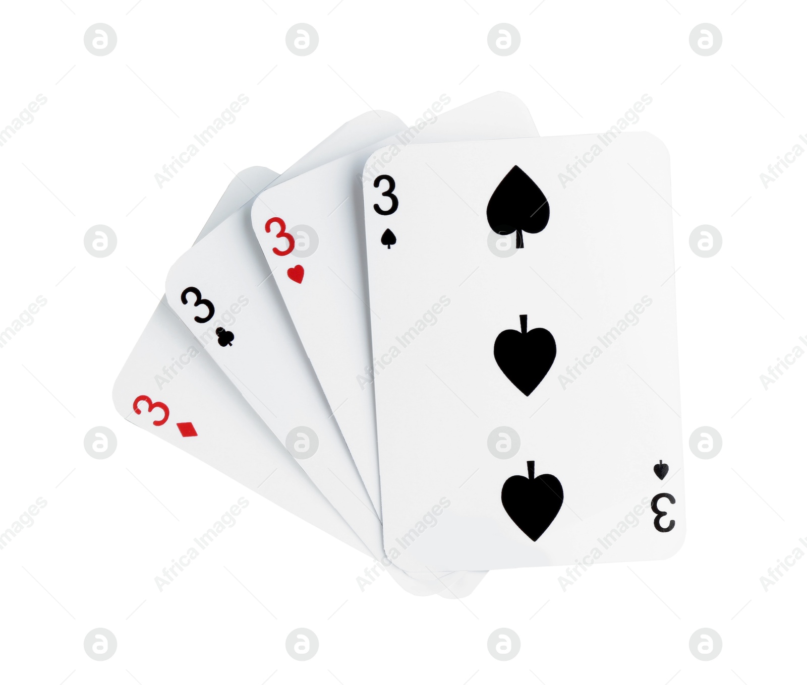 Photo of Poker game. Playing cards isolated on white