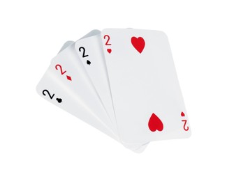 Poker game. Playing cards isolated on white