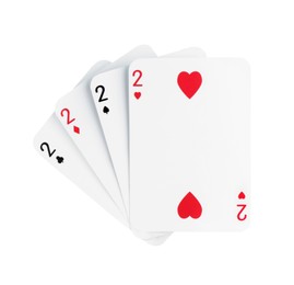 Photo of Poker game. Playing cards isolated on white