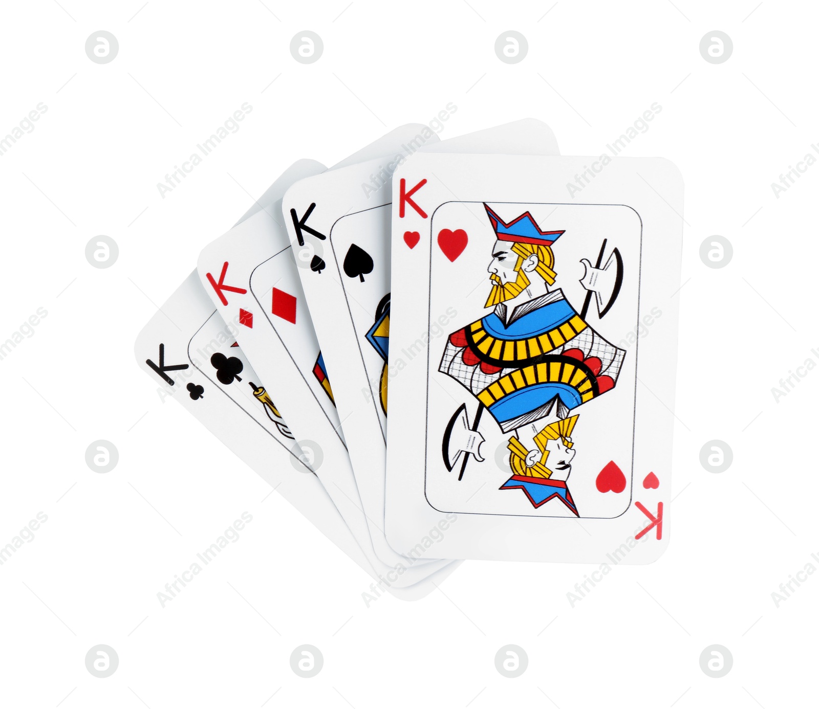 Photo of Poker game. Playing cards isolated on white