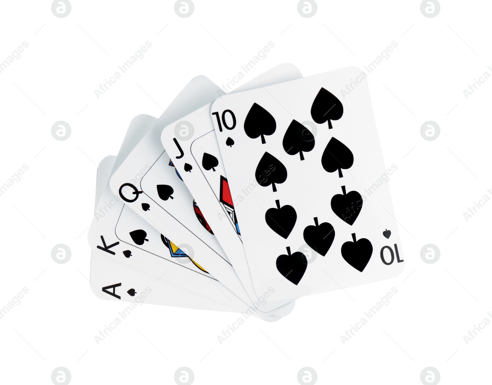 Photo of Poker game. Playing cards isolated on white