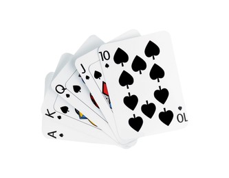 Photo of Poker game. Playing cards isolated on white