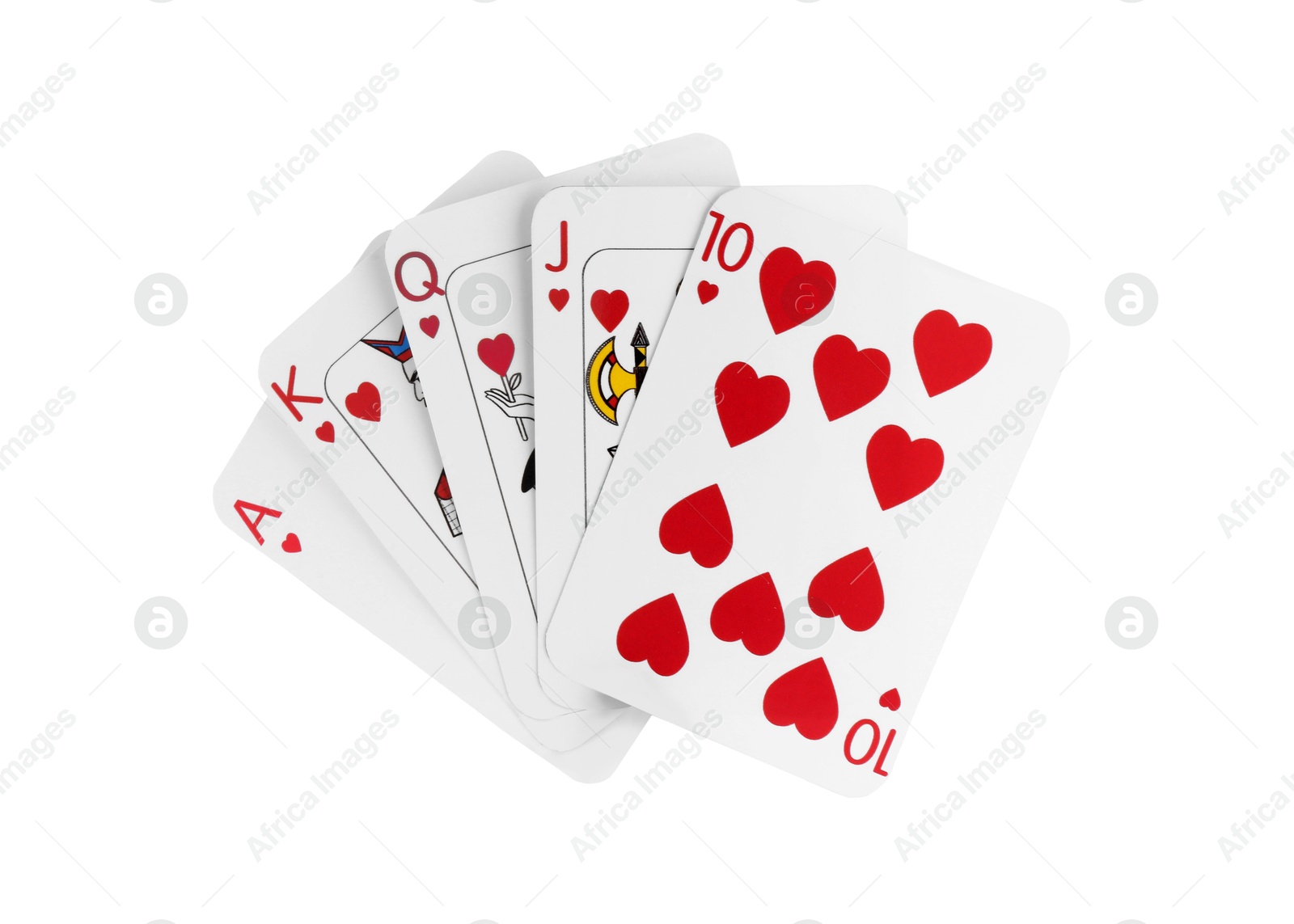 Photo of Poker game. Playing cards isolated on white